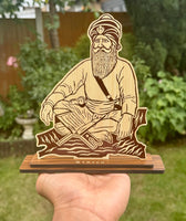 Sikh Wooden Stand Baba Deep Singh Ji Sikh Gurus Home Decor Display Khalsa UU6