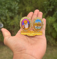 Sikh Dashboard Stand Golden Gems Baba Nanak Ji Harmandir Sahib 2in1 Dual Display Darbar Sahib Amritsar Baba Nanak Ten Gurus Car Stand Luck