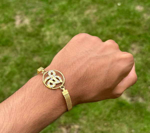 Ik Onkar Bracelet Sikh Gold Plated Religious Jewelry Gift Singh Kaur Kada i28