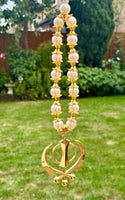 Sikh Khanda Hanger Car Rear Mirror Pendant Gold Plated Mala Singh Kaur ZZZ16 NEW