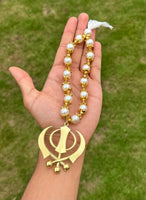 Sikh Khanda Hanger Car Rear Mirror Pendant Gold Plated Mala Singh Kaur ZZZ16 NEW