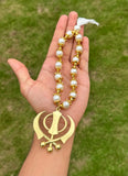Sikh Khanda Hanger Car Rear Mirror Pendant Gold Plated Mala Singh Kaur ZZZ16 NEW