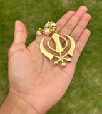Sikh Khanda Hanger Car Rear Mirror Pendant Gold Plated Mala Singh Kaur ZZZ16 NEW