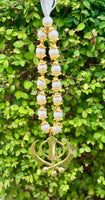 Sikh Khanda Hanger Car Rear Mirror Pendant Gold Plated Mala Singh Kaur ZZZ16 NEW