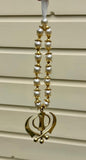 Sikh Khanda Hanger Car Rear Mirror Pendant Gold Plated Mala Singh Kaur ZZZ16 NEW