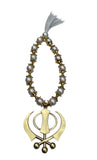 Sikh Khanda Hanger Car Rear Mirror Pendant Gold Plated Mala Singh Kaur ZZZ16 NEW