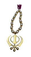 Sikh Khanda Hanger Car Rear Mirror Pendant Gold Plated Mala Singh Kaur ZZZ16 NEW