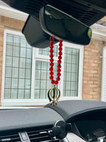 Sikh Khanda Hanger Car Rear Mirror Gold Plated Pendant Red Mala Singh Kaur ZZZ17