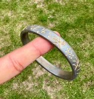 Sikh kara sarbloh floral engraved bangle singh kaur khalsa pure iron kada V31R