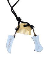 Sikh Hazoor Sahib Sword Khanda Kanga Pendant in black dori Singh kaur Hajur comb QQ locket Sikhism Khalsa Small Siri Sahib Necklace