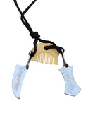 Sikh Hazoor Sahib Sword Khanda Kanga Pendant in black dori Singh kaur Hajur comb QQ locket Sikhism Khalsa Small Siri Sahib Necklace