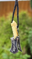 Sikh Hazoor Sahib Sword Khanda Kanga Pendant in black dori Singh kaur Hajur comb QQ locket Sikhism Khalsa Small Siri Sahib Necklace