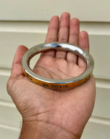 Hindu Steel Brass Kara Jai Mahakaal Mantra Engraved Smooth Flat Kada Bangle B36