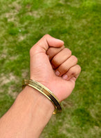 Sikh Brass Kara Collar Edged Lines Singh Kada 22ct Gold Look Bangle B31 NEW