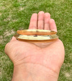 Sikh Brass Kara Collar Edged Lines Singh Kada 22ct Gold Look Bangle B31 NEW