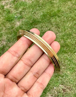 Sikh Brass Kara Collar Edged Lines Singh Kada 22ct Gold Look Bangle B31 NEW