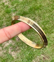 Sikh Brass Kara Collar Edged Lines Singh Kada 22ct Gold Look Bangle B31 NEW