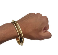Sikh Brass Kara Collar Edged Lines Singh Kada 22ct Gold Look Bangle B31 NEW