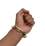 Sikh Brass Kara Collar Edged Lines Singh Kada 22ct Gold Look Bangle B31 NEW