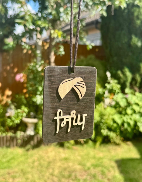 Wooden Car Hanger Pendant Singh Khanda Fateh Sikh Raj Karega Khalsa Punjabi RRRF