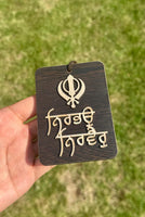 Wooden Car Hanger Pendant Singh Khanda Fateh Sikh Raj Karega Khalsa Punjabi RRRF