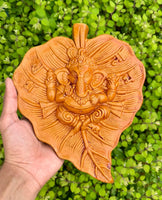 Hindu Ganesh Decor Clay Wall Hanging Peepal Leaf Lucky Gift Home Temple Art TTT7
