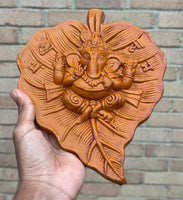Hindu Ganesh Decor Clay Wall Hanging Peepal Leaf Lucky Gift Home Temple Art TTT7