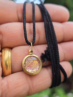 Hindu Sri Yantra Brass Pendant Om Evil Eye Protection Nazar Shield in black Dori