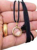 Hindu Sri Yantra Brass Pendant Om Evil Eye Protection Nazar Shield in black Dori