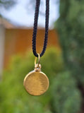 Hindu Sri Yantra Brass Pendant Om Evil Eye Protection Nazar Shield in black Dori