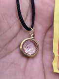 Hindu Sri Yantra Brass Pendant Om Evil Eye Protection Nazar Shield in black Dori
