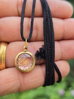 Hindu Sri Yantra Brass Pendant Om Evil Eye Protection Nazar Shield in black Dori