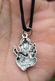 Lord Ganesh Pendant Gold or Silver Colour Stainless Steel Nazar Protection UK Q36 Hindu black dori