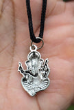 Sri Ganesh Ji Gold or Silver colour Pendant Stainless Steel Hindu black dori Q36