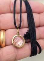 Hindu Sri Yantra Brass Pendant Om Evil Eye Protection Nazar Shield in black Dori