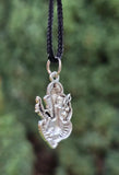 Sri Ganesh Ji Gold or Silver colour Pendant Stainless Steel Hindu black dori Q36