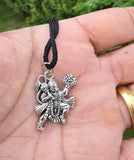 Hanuman Ji Pendant Stainless Steel Bajrang Bali Nazar Protection Q33H UK Small Gold or Silver colour Black Dori