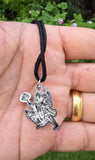 Hanuman Ji Pendant Stainless Steel Bajrang Bali Nazar Protection Q33H UK Small Gold or Silver colour Black Dori