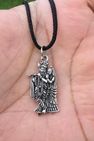 Sri Radha Krishana Pendant Stainless Steel Hindu Evil Eye Protection black Dori