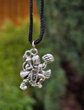 Hanuman Ji Pendant Stainless Steel Bajrang Bali Nazar Protection Q33H UK Small Gold or Silver colour Black Dori
