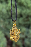 Lord Ganesh Pendant Gold or Silver Colour Stainless Steel Nazar Protection UK Q36 Hindu black dori