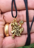Hanuman Ji Pendant Stainless Steel Bajrang Bali Nazar Protection Q33H UK Small Gold or Silver colour Black Dori