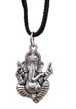 Sri Ganesh Ji Gold or Silver colour Pendant Stainless Steel Hindu black dori Q36