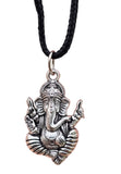 Lord Ganesh Pendant Gold or Silver Colour Stainless Steel Nazar Protection UK Q36 Hindu black dori