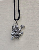 Small Gold or Silver colour Hanuman Ji Pendant Stainless Steel Hindu black dori