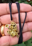 Hanuman Ji Pendant Stainless Steel Bajrang Bali Nazar Protection Q33H UK Small Gold or Silver colour Black Dori