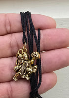Small Gold or Silver colour Hanuman Ji Pendant Stainless Steel Hindu black dori