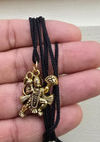 Hanuman Ji Pendant Stainless Steel Bajrang Bali Nazar Protection Q33H UK Small Gold or Silver colour Black Dori