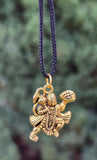 Hanuman Ji Pendant Stainless Steel Bajrang Bali Nazar Protection Q33H UK Small Gold or Silver colour Black Dori