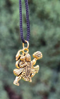 Small Gold or Silver colour Hanuman Ji Pendant Stainless Steel Hindu black dori